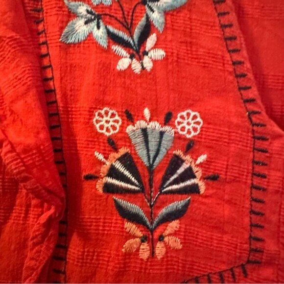 Knox Rose Bonfire Deep V Empire Waist Embroidered Midi Dress Red Size Large - Picture 7 of 14